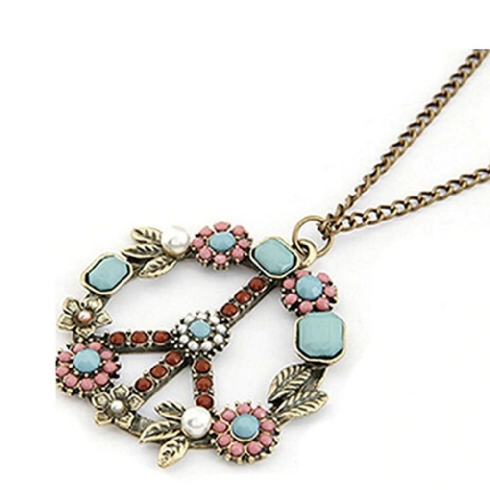 Boho Peace Sign Pendant Necklace